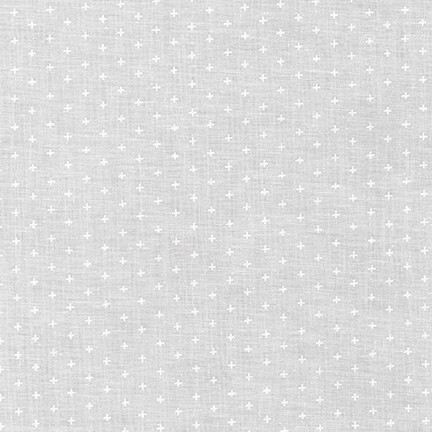 digital image of fabric with ditzy pattern of white cross motifs on a white background