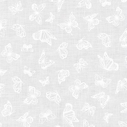 digital image of white butterflies on a white background fabric
