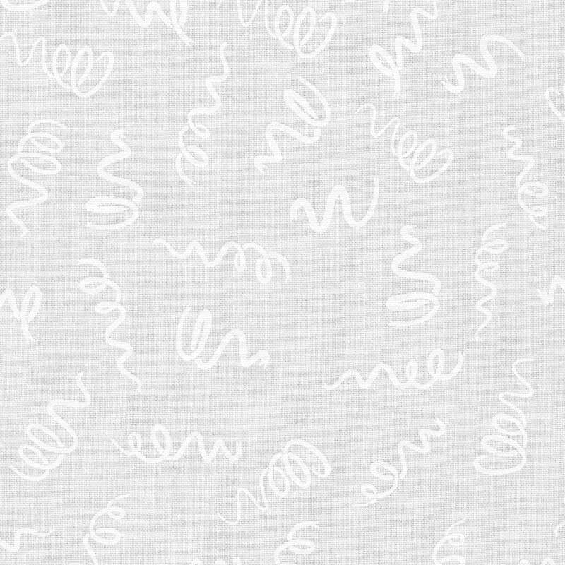 digital image of white on white fabric featuring scattered white coils
