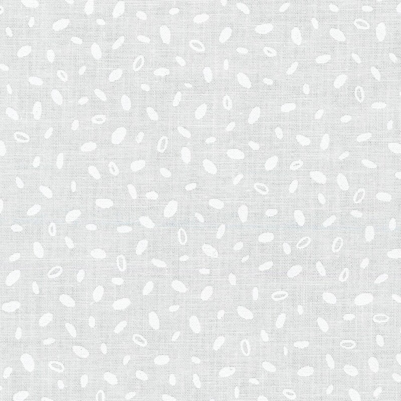 digital image of oblong white circles and dots in white on a white background fabric