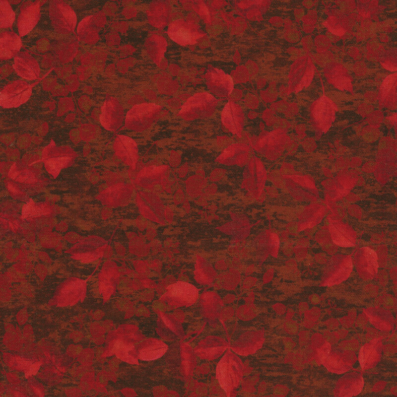 tonal red leaf print on a red background