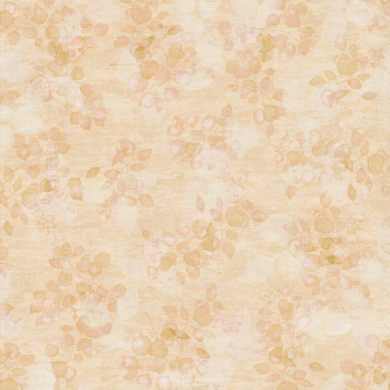 cream tonal fabrics with delicate leaf pattern