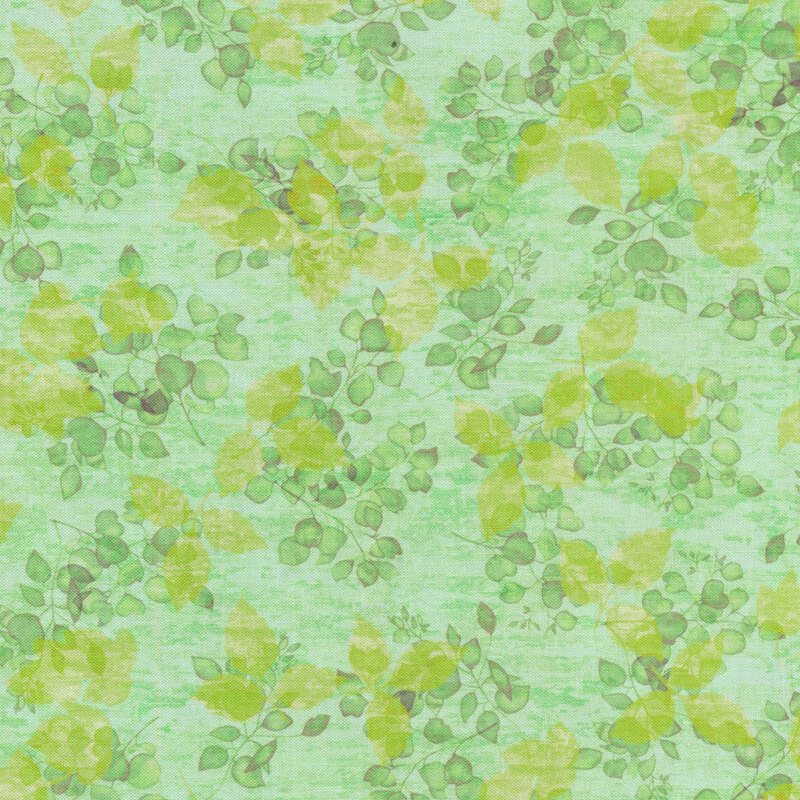 bright green with delicate leafy pattern
