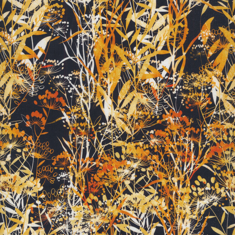 black fabric covered in orange leaves and grass