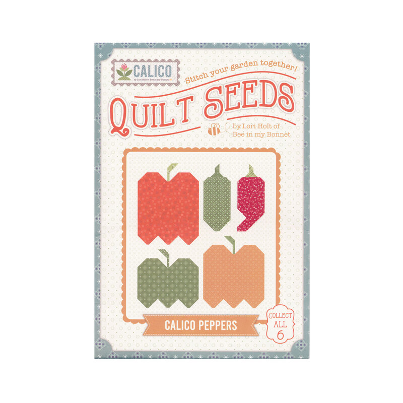 front of keepsake seed packet showing finished peppers block