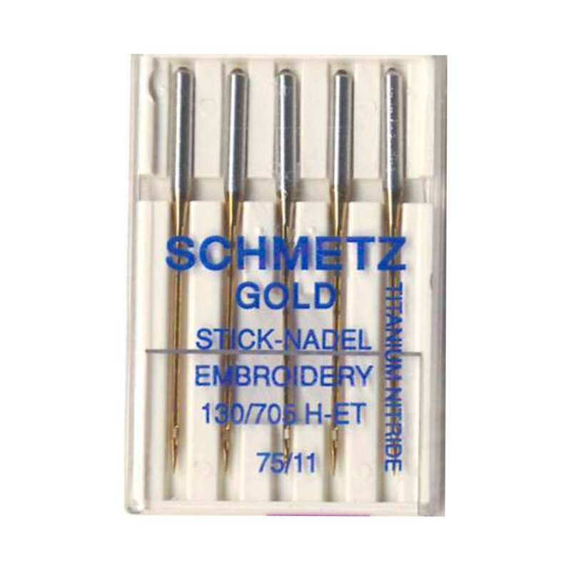 Photo of Schmetz gold stick-nadel embroidery machine needles, size 75/11 - 5 pack