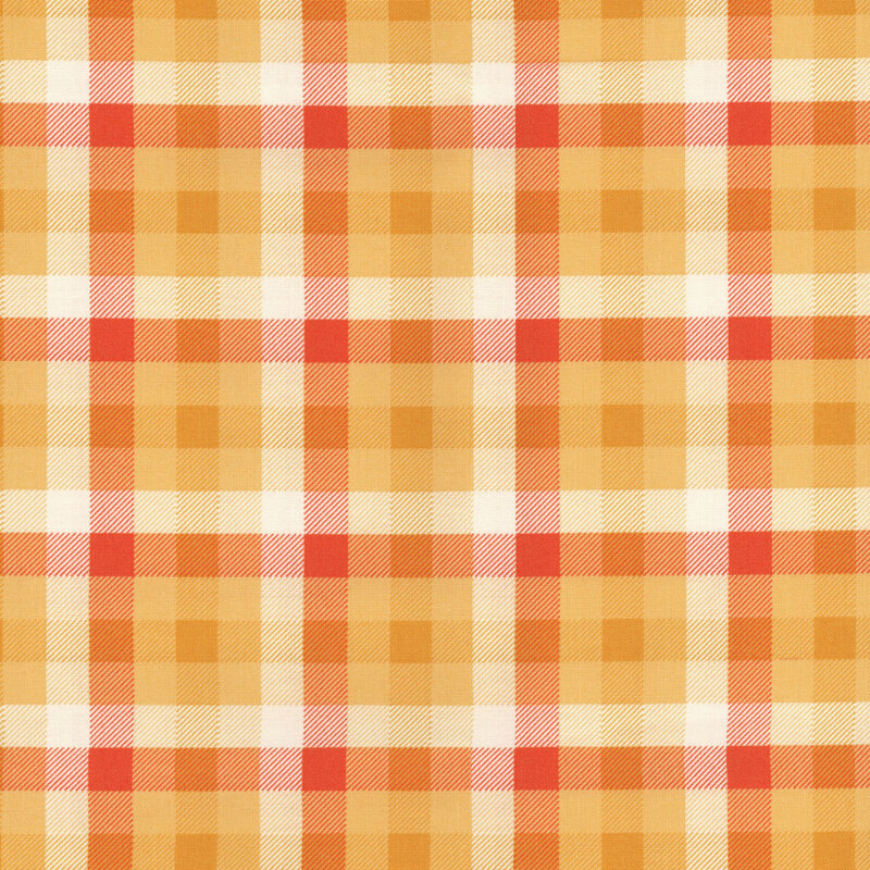 fabric featuring lovely golden yellow, orange, and cream plaid  print