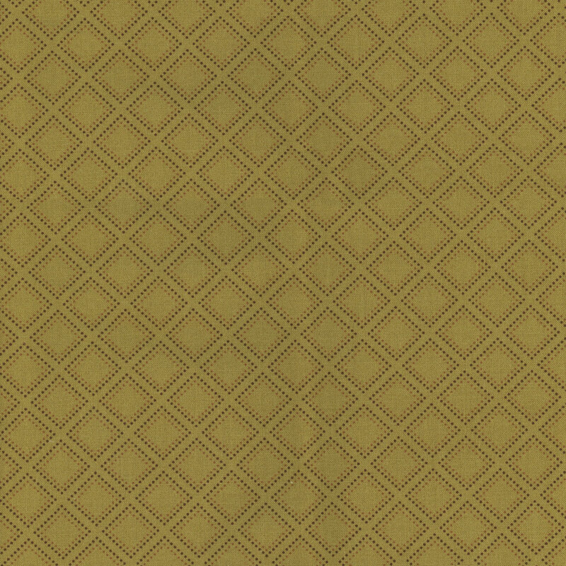 fabric with dark brown dots forming a diamond on a green background