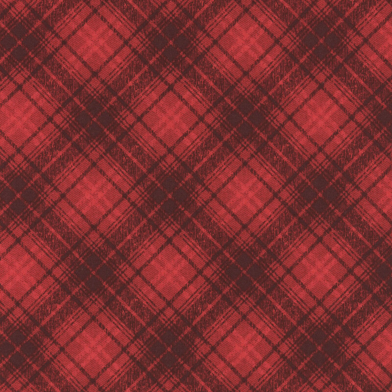 fabric with red and black plaid print