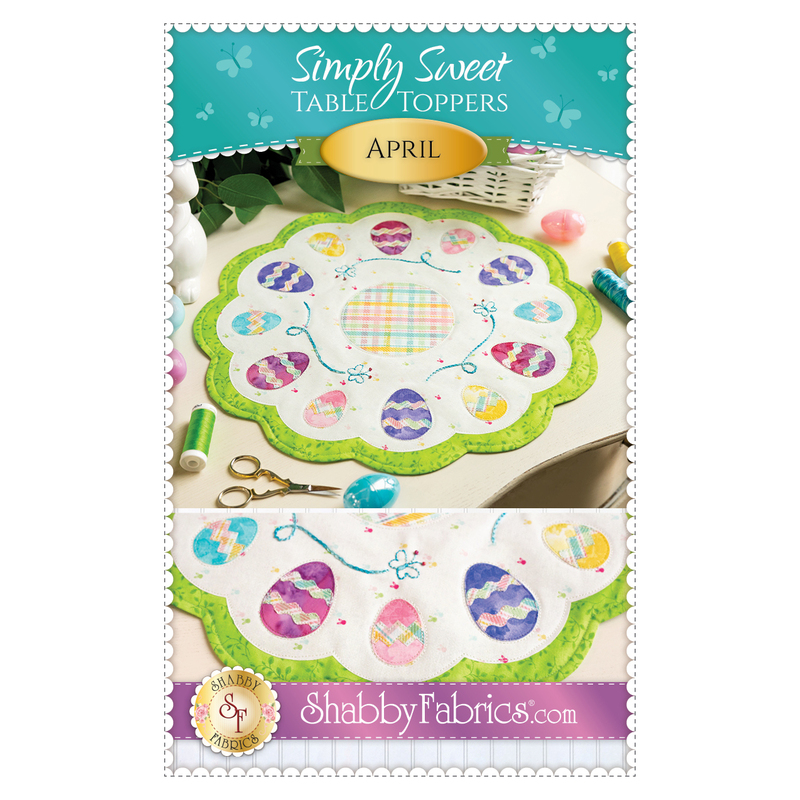 Front cover of the simply sweet table topper April pattern showing the finished table topper