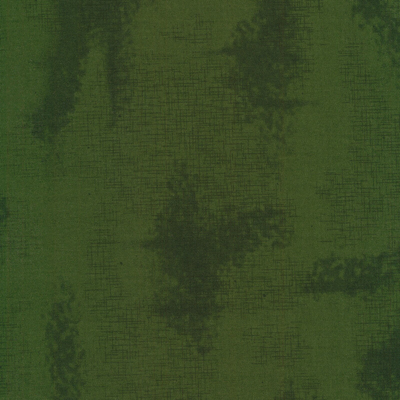 Mottled dark green cotton fabric with crosshatching details