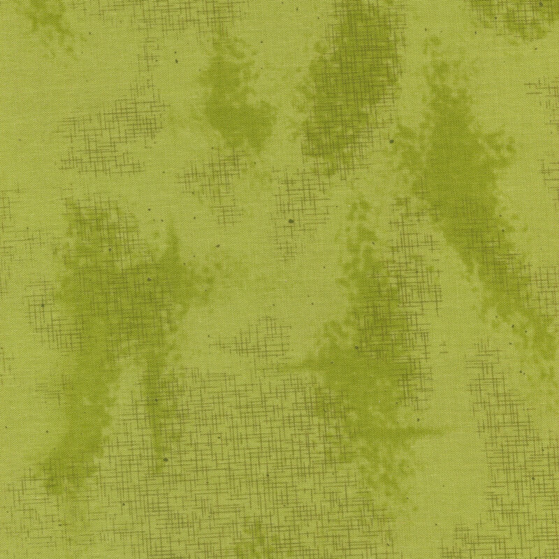 lime green mottled cotton fabric with crosshatching details