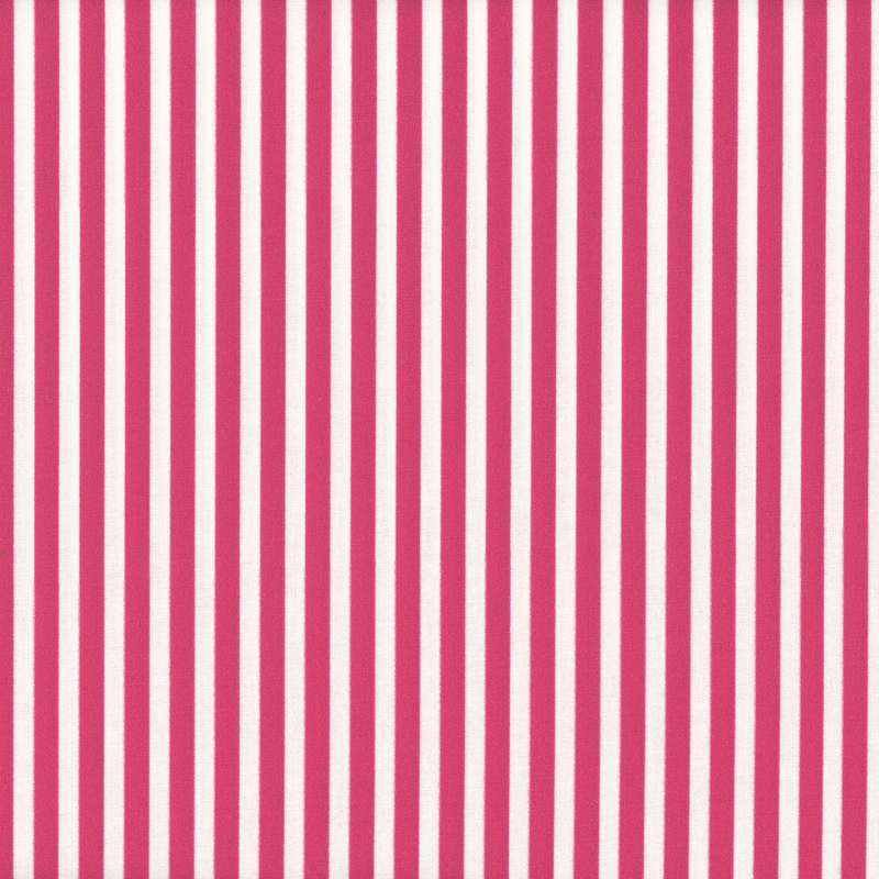 Dark pink and white vertically striped fabric