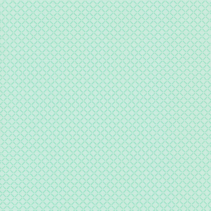 Aqua/mint fabric with darker tonal dashed lines in a grid pattern