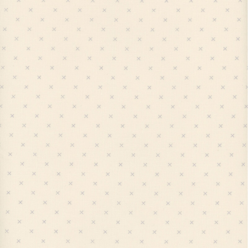 Swatch of fabric featuring gray Xs on a light beige background