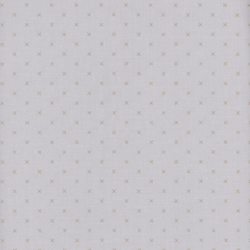 Swatch of fabric featuring brown Xs on a gray background