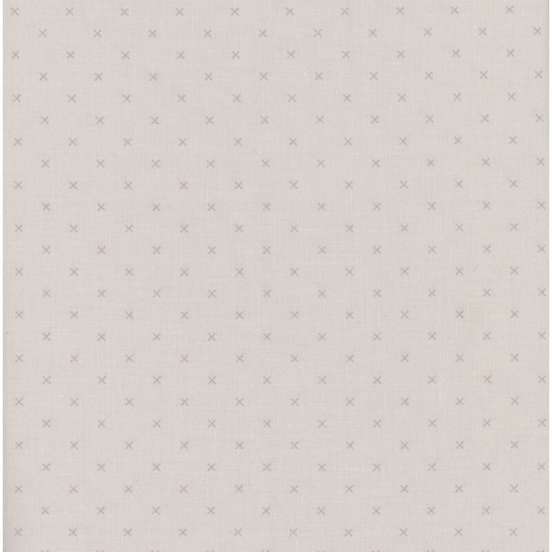 Swatch of fabric featuring gray Xs on a dark cream background