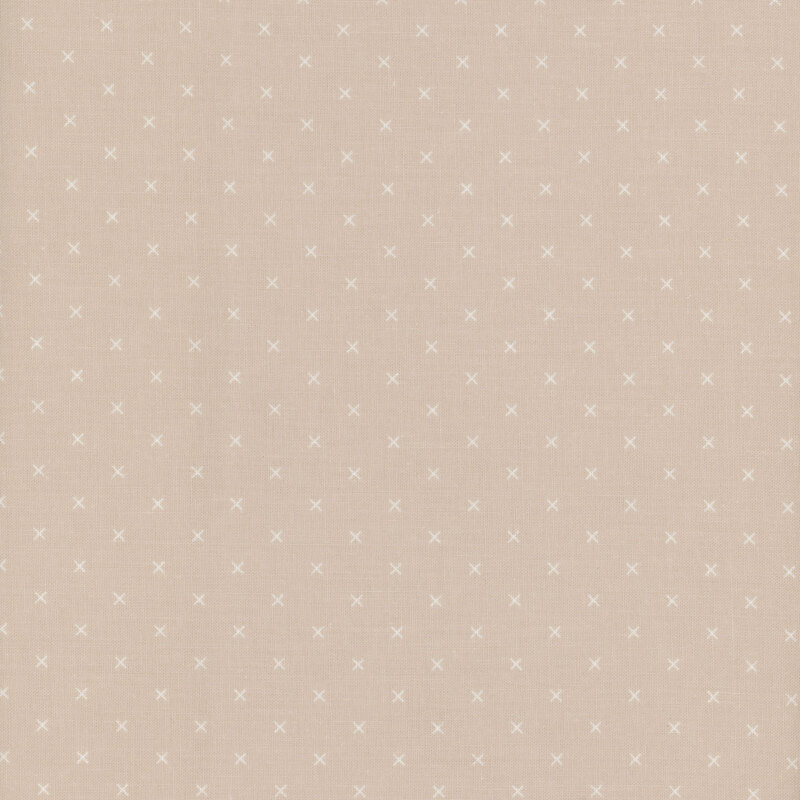 Swatch of fabric featuring cream Xs on a silver gray background