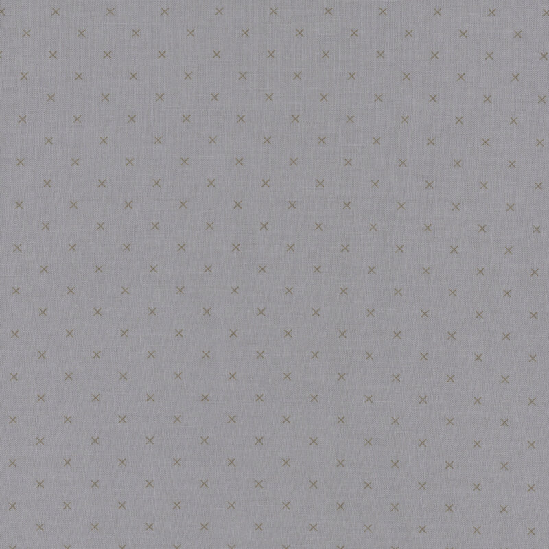 Swatch of fabric featuring brown Xs on a medium gray background