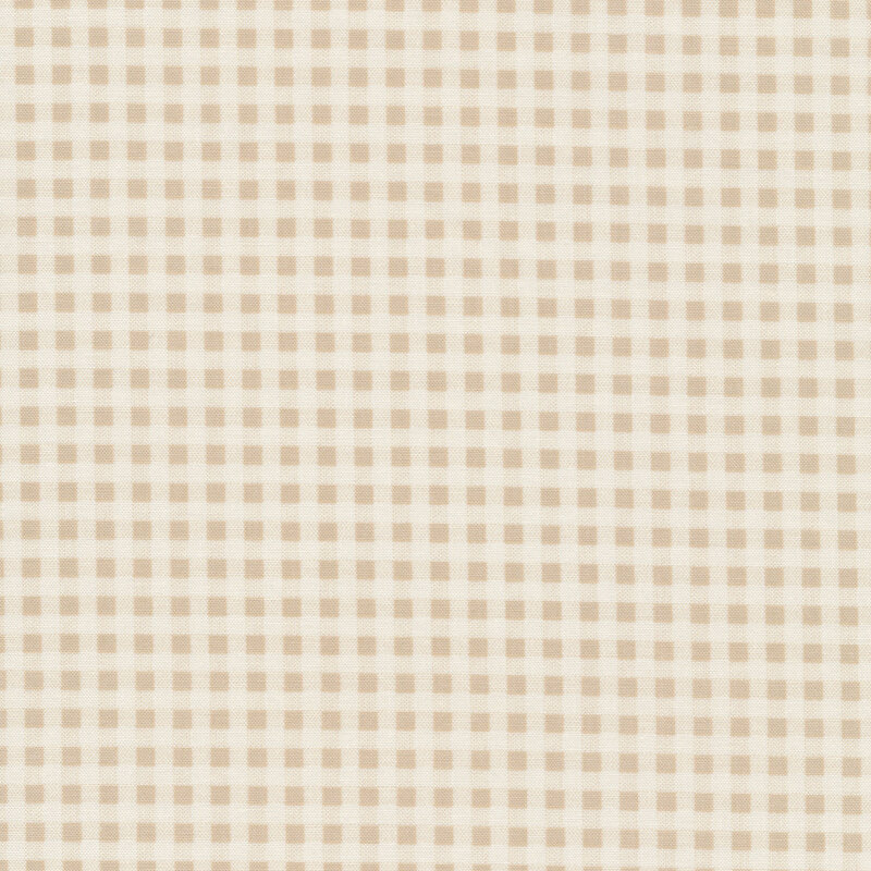 Close up of tan and cream gingham fabric
