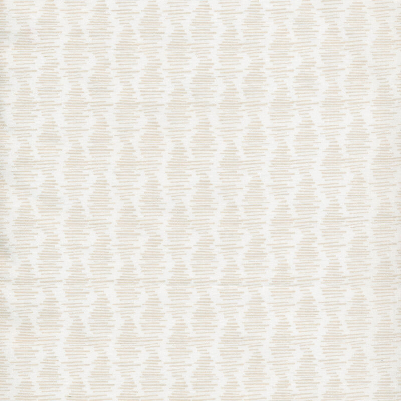 fabric with short rows of hand drawn, tan lines on a cream background