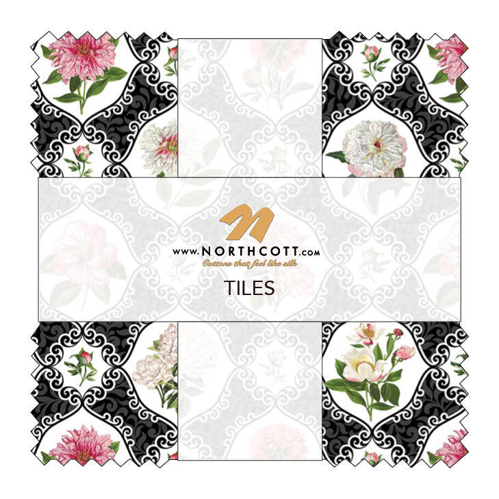collage of all fabrics included in Bloom Tiles 10