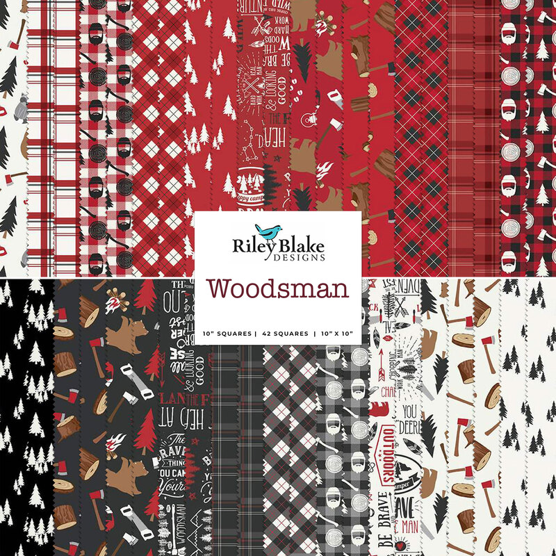 collage of all fabrics included in Woodsman 10