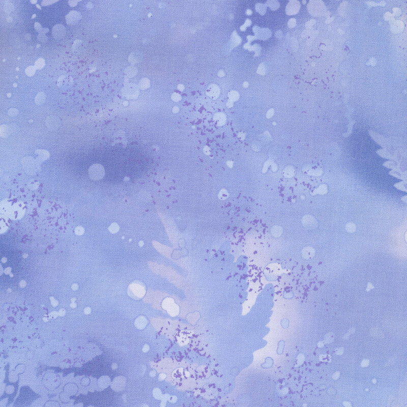 variegated purplish blue fabric with light splatters and purple and white mottling
