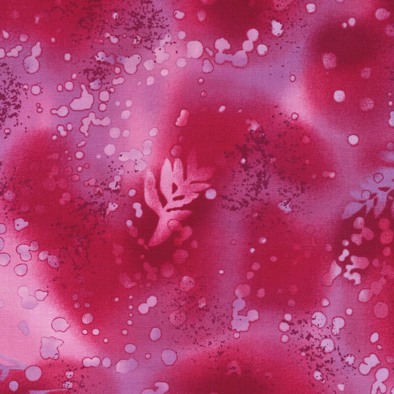 variegated fuchsia fabric with light splatters and mottling