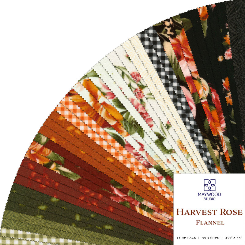 Composite graphic of all fabrics within the harvest rose flannel collection 2.5