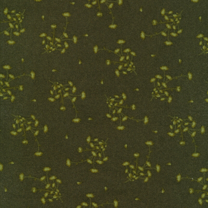 Dark green fabric with scattered tonal flower clusters