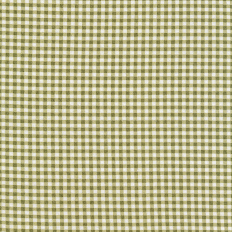 White fabric with olive green gingham