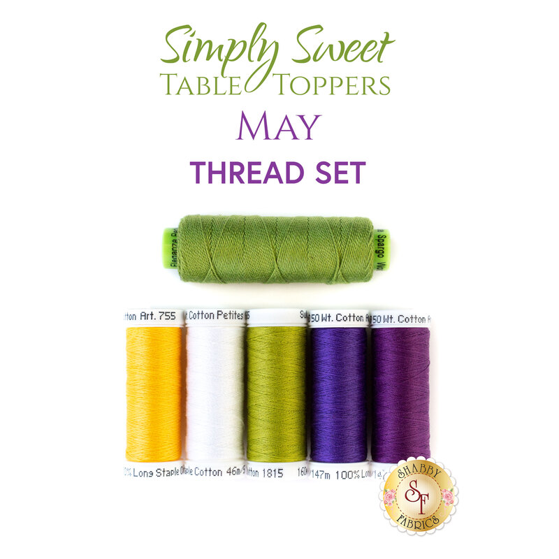 An image of a 6 piece thread set for the Simply Sweet Table Topper May.