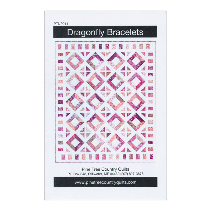 Image of the front of the Dragonfly Bracelets pattern booklet, showing the finished quilt