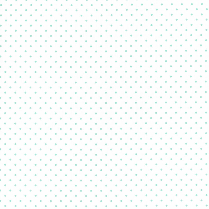 fabric featuring small mint dots on a white background