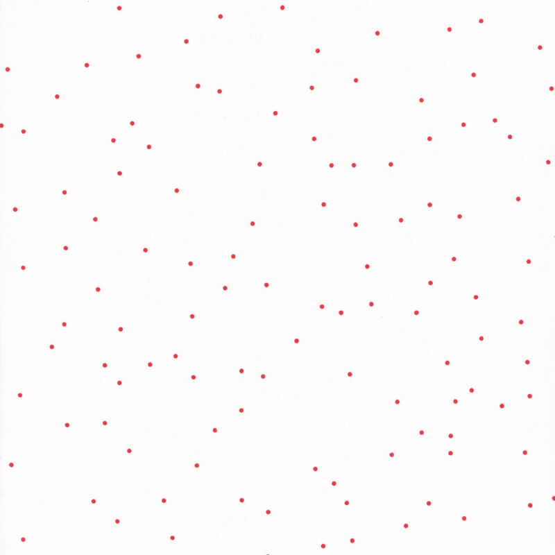 white fabric with scattered red dots
