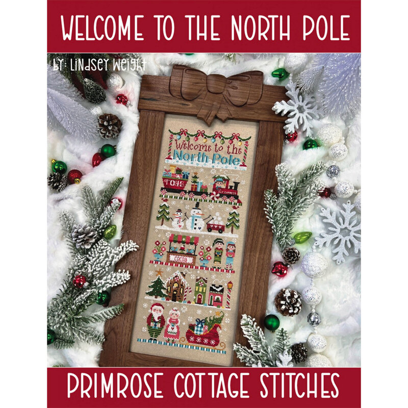 The front of the Welcome To The North Pole pattern by Primrose Cottage Stitches