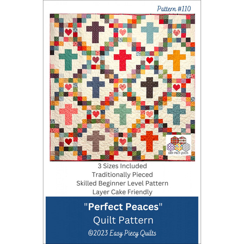 The front of the Perfect Peaces pattern by Easy Piecy Quilts