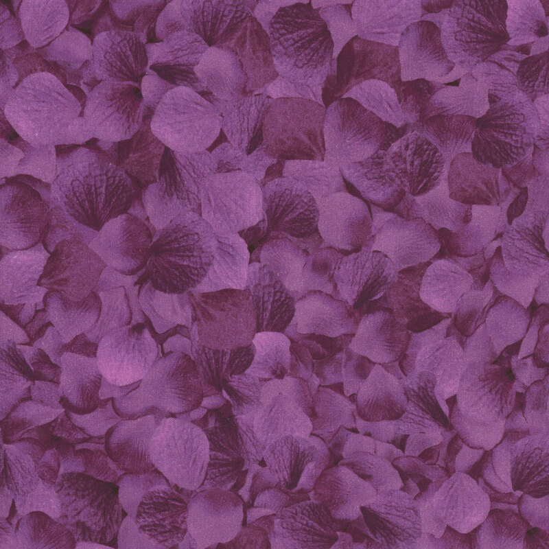 Scan of fabric featuring purple rose petals across its entirety