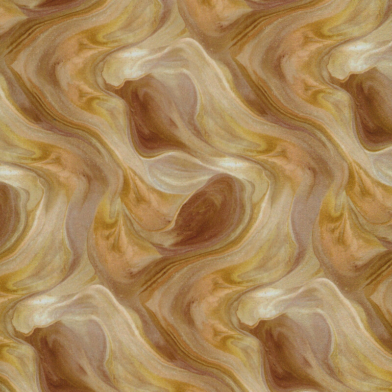A marbled tan and brown lava-like fabric