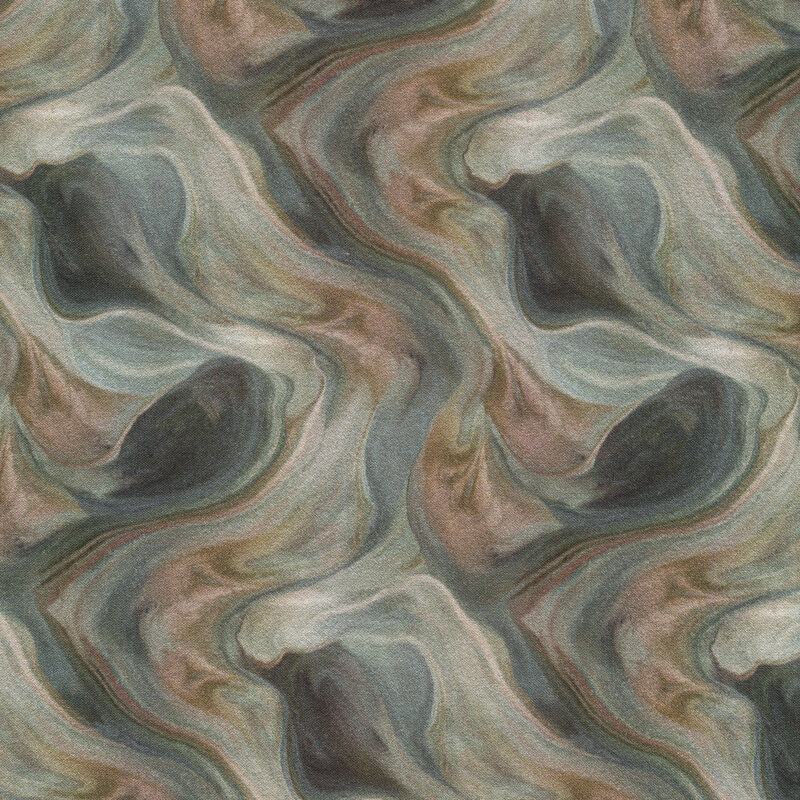 A marbled gray and brown fabric with a lava-like design