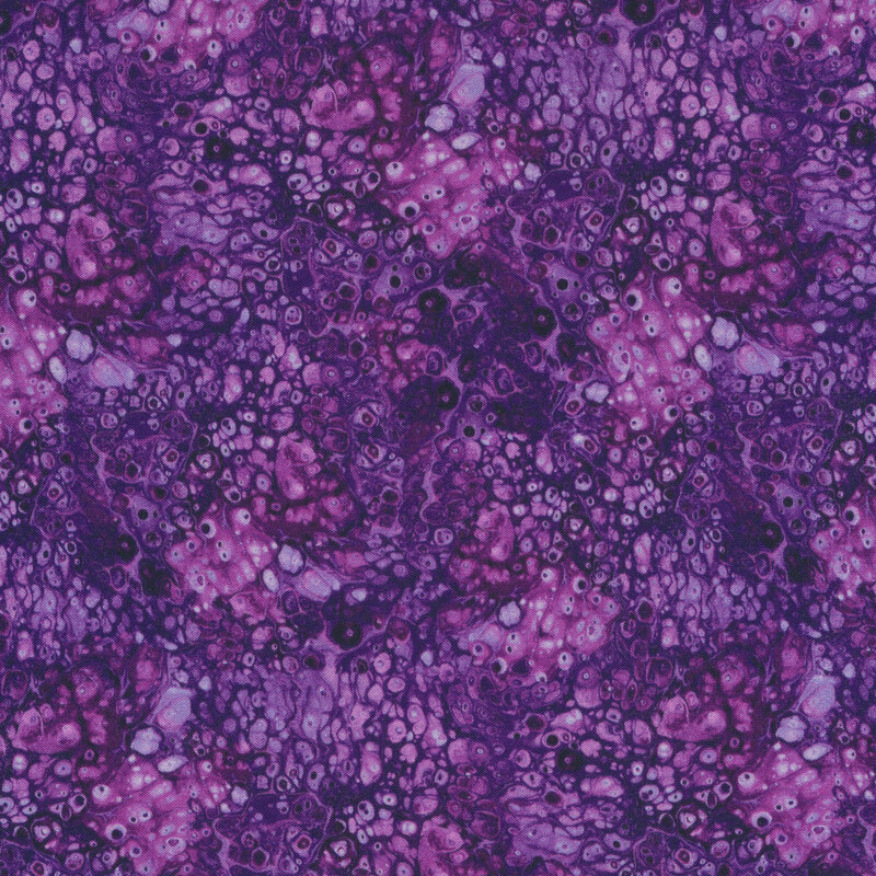 Purple fabric resembling pools of liquid