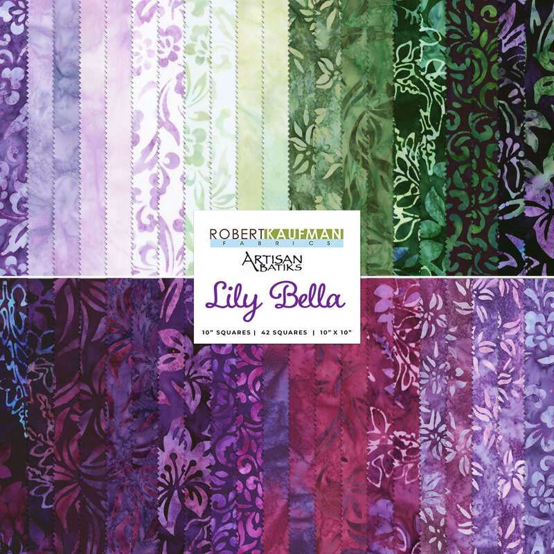 collage of all fabrics included in Lily Bella artisan batiks collection