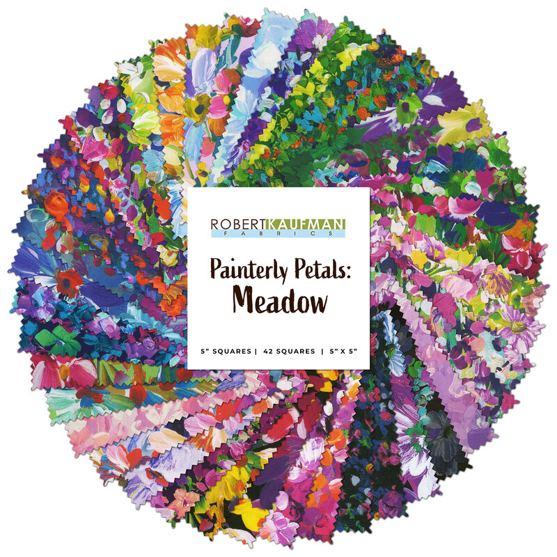 Composite image of fabric scans of the Painterly Petals - Meadow collection by Robert Kaufman