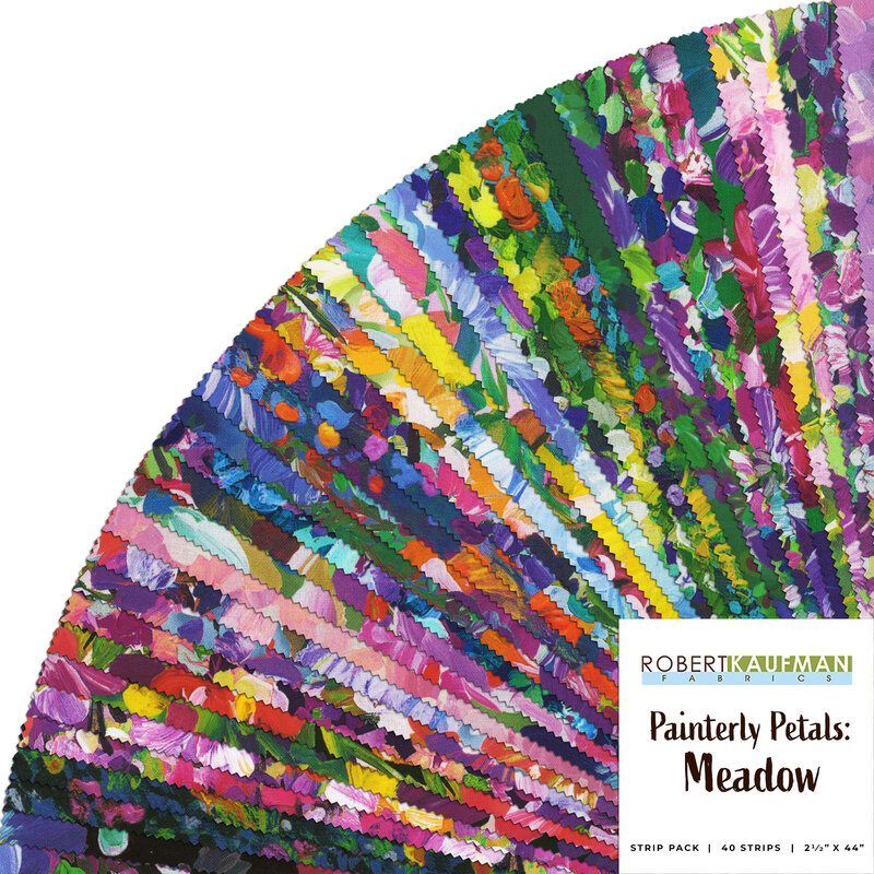 Composite image of fabric scans of the Painterly Petals - Meadow collection by Robert Kaufman Fabrics