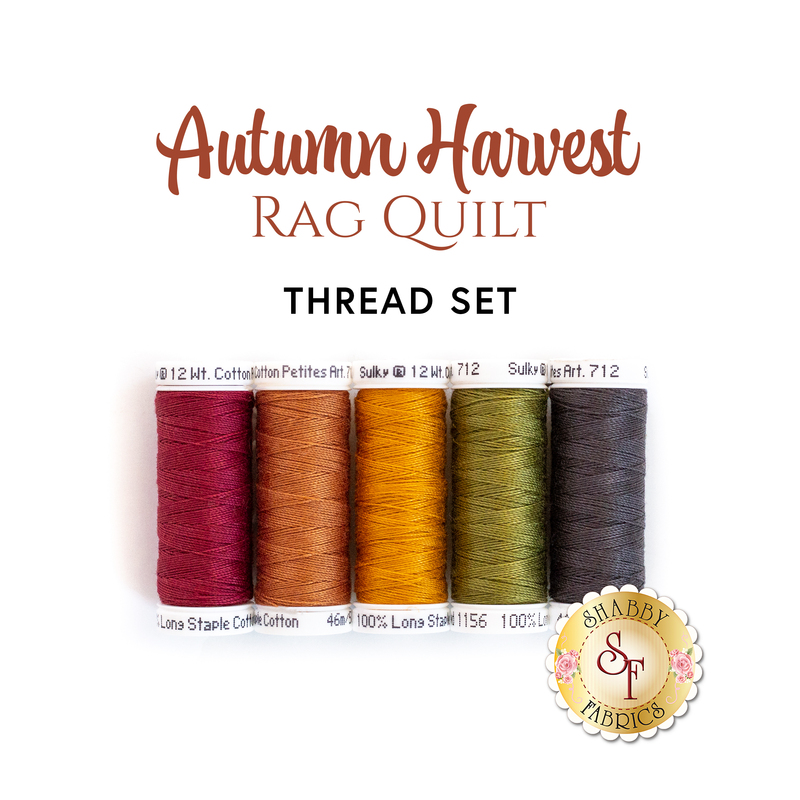 An Autumn Harvest Rag Quilt 5pc Thread Set.