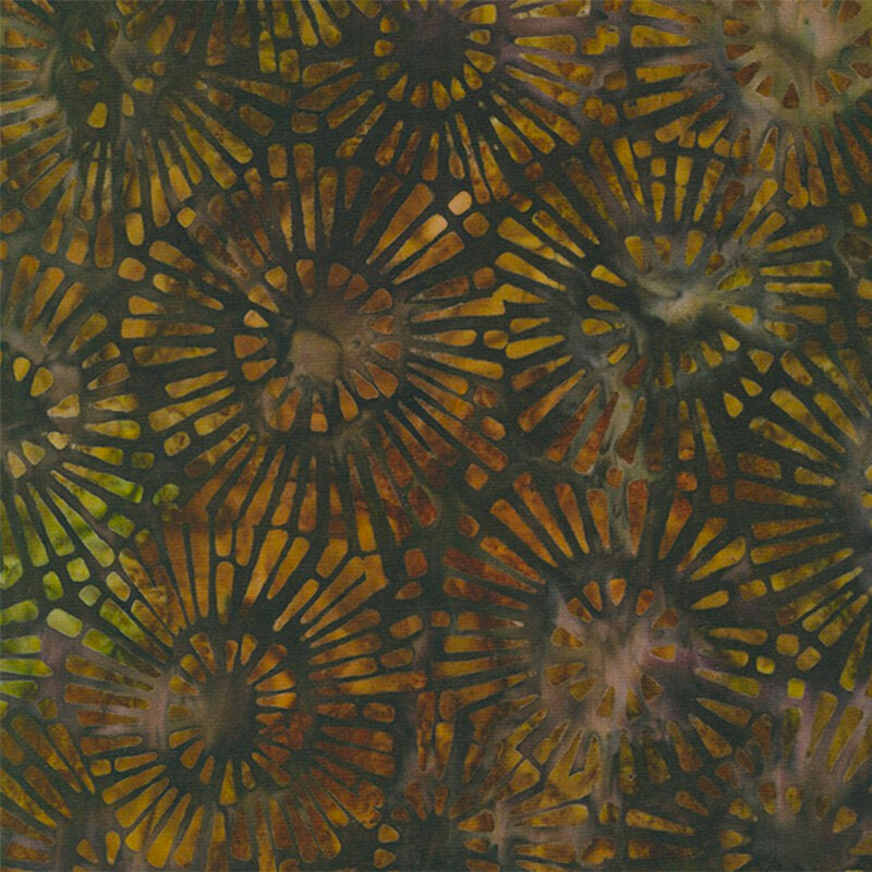 Brown earth tone mottled fabric with lighter orange-tan star bursts