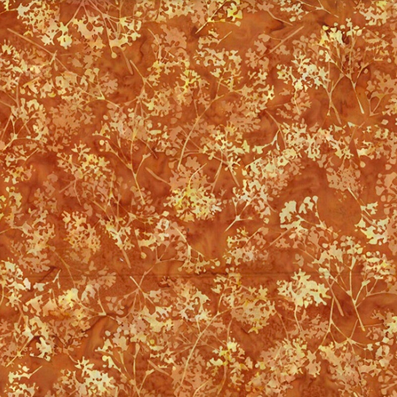 Lightly colored wild brush impressions over a mottled pumpkin-orange background