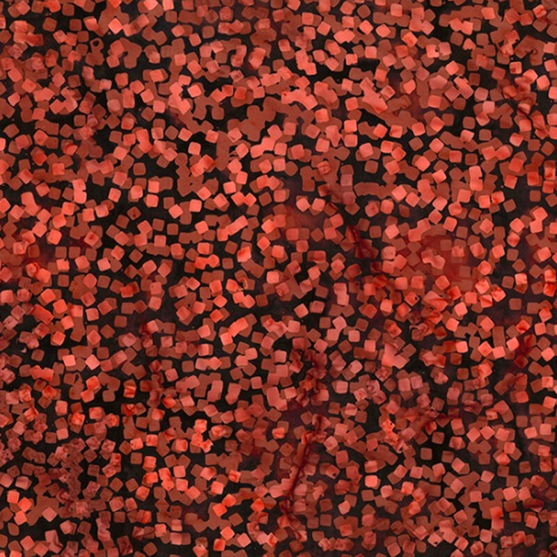 Packed light vermillion squares over a deep red brown background, reminiscent of lights