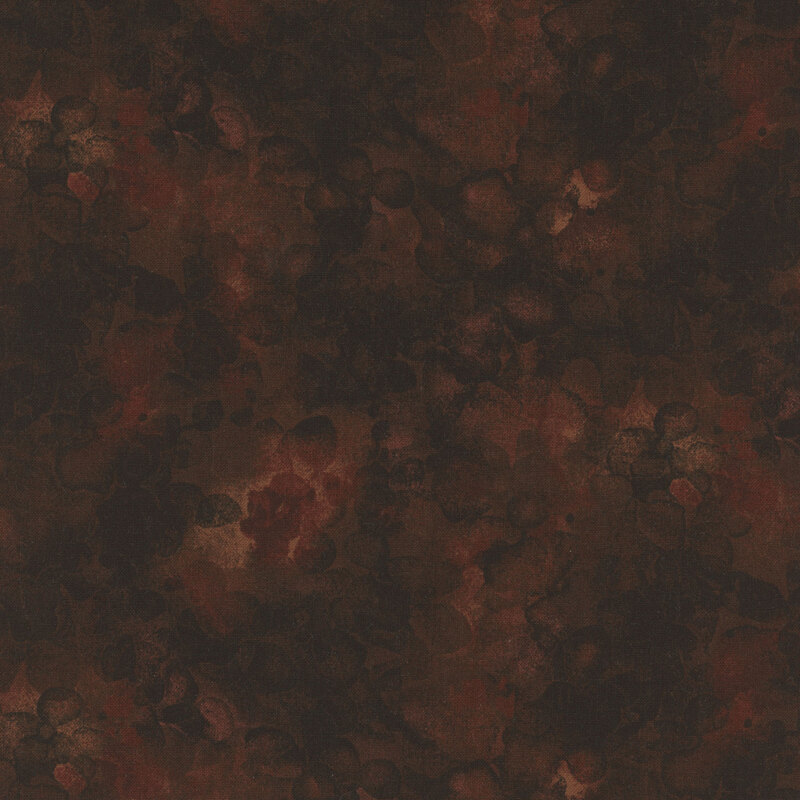 fabric with a deep brown color and mottled watercolor markings